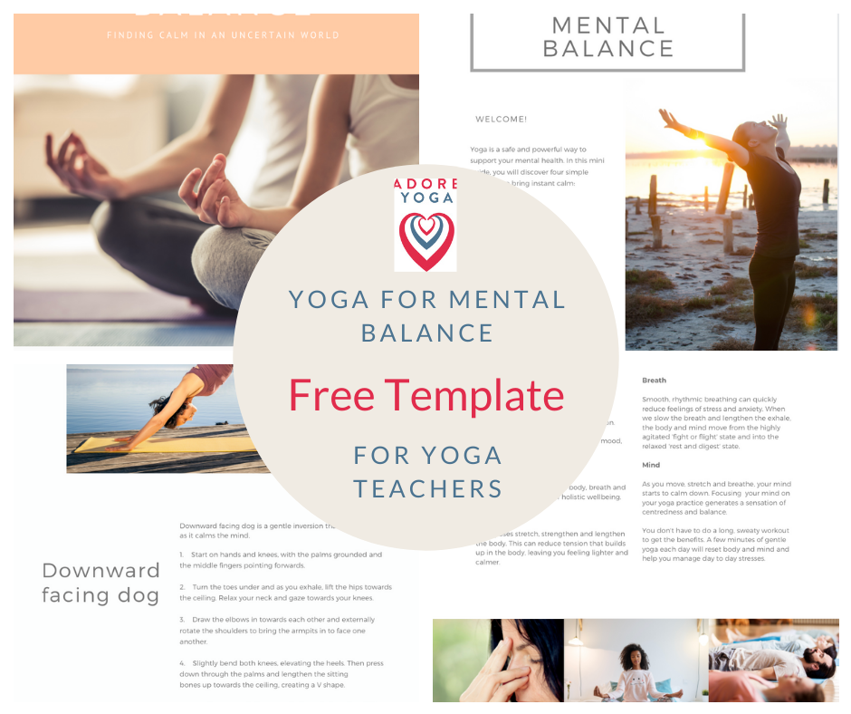Free 'yoga for mental balance' template for yoga teachers